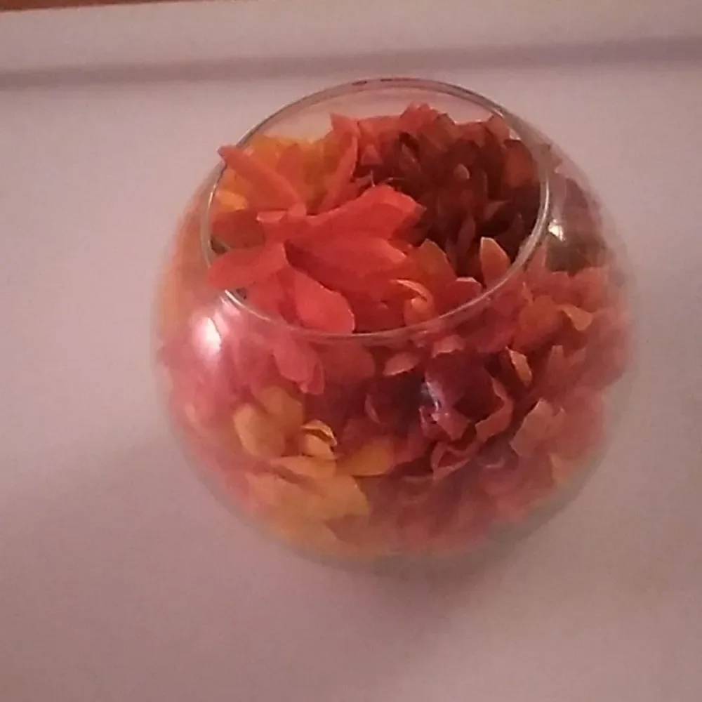 Glass Bowl with Faux Flowers